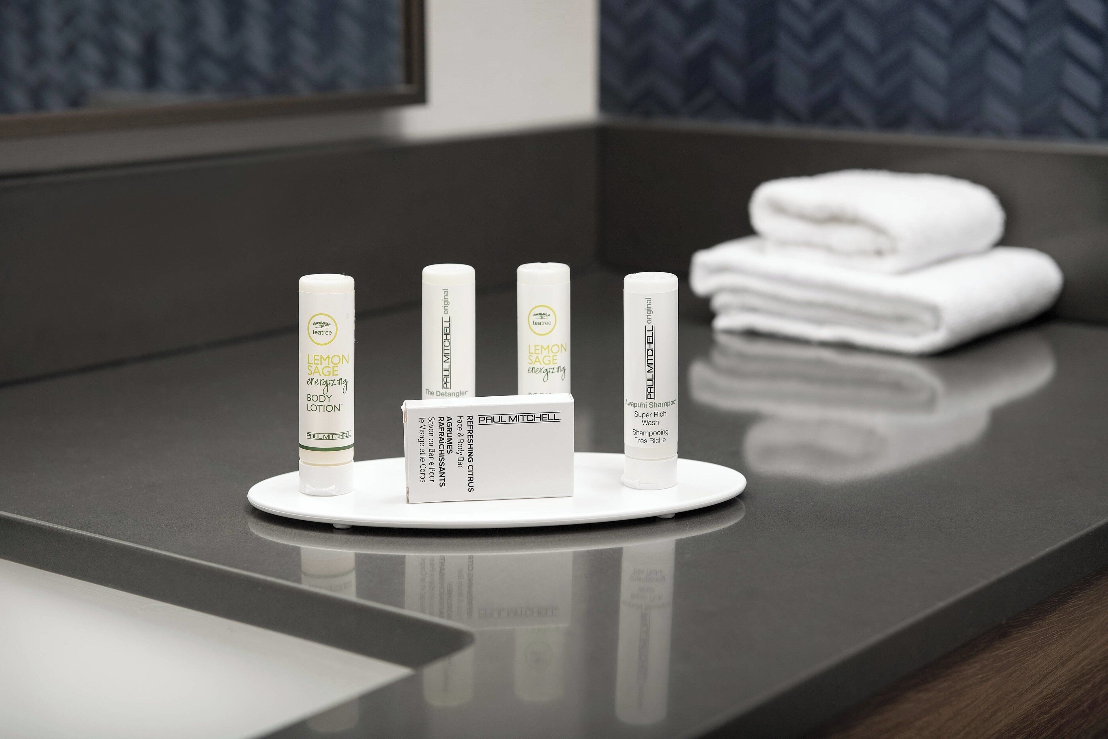 free toiletries, hair dryer, towels