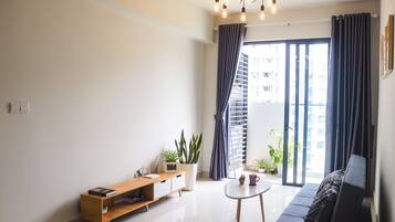 Apartment | Living room | 30-inch TV with digital channels, toys