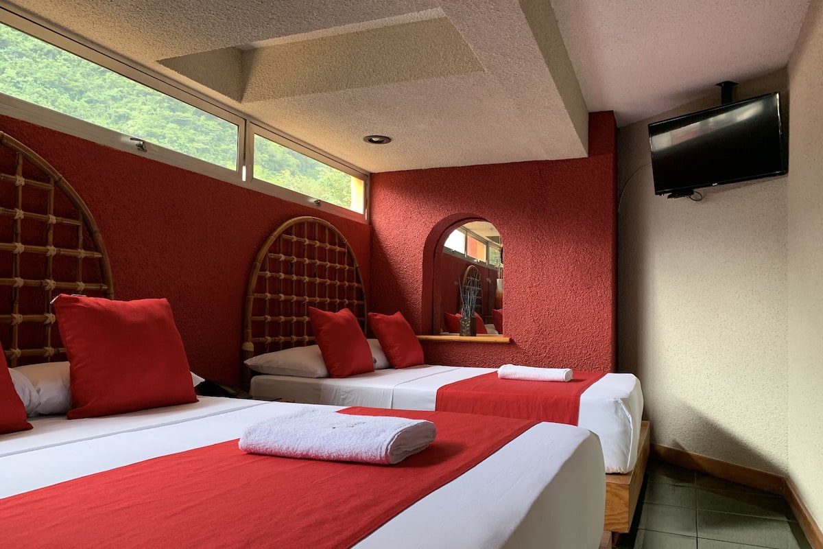 Habitación doble familiar | Ropa de cama de alta calidad, camas con pillow-top y wifi gratis