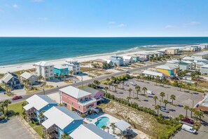 Residents enjoy a scenic view of the beach from their balconies.