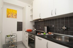 Fridge, microwave, coffee/tea maker, electric kettle