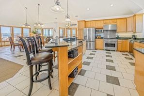 Fridge, microwave, oven, stovetop - Premier Oceanfront w/ Private Pool, Hot Tub, Elevator, Sauna, Game Room, Wet Bar (Avon)