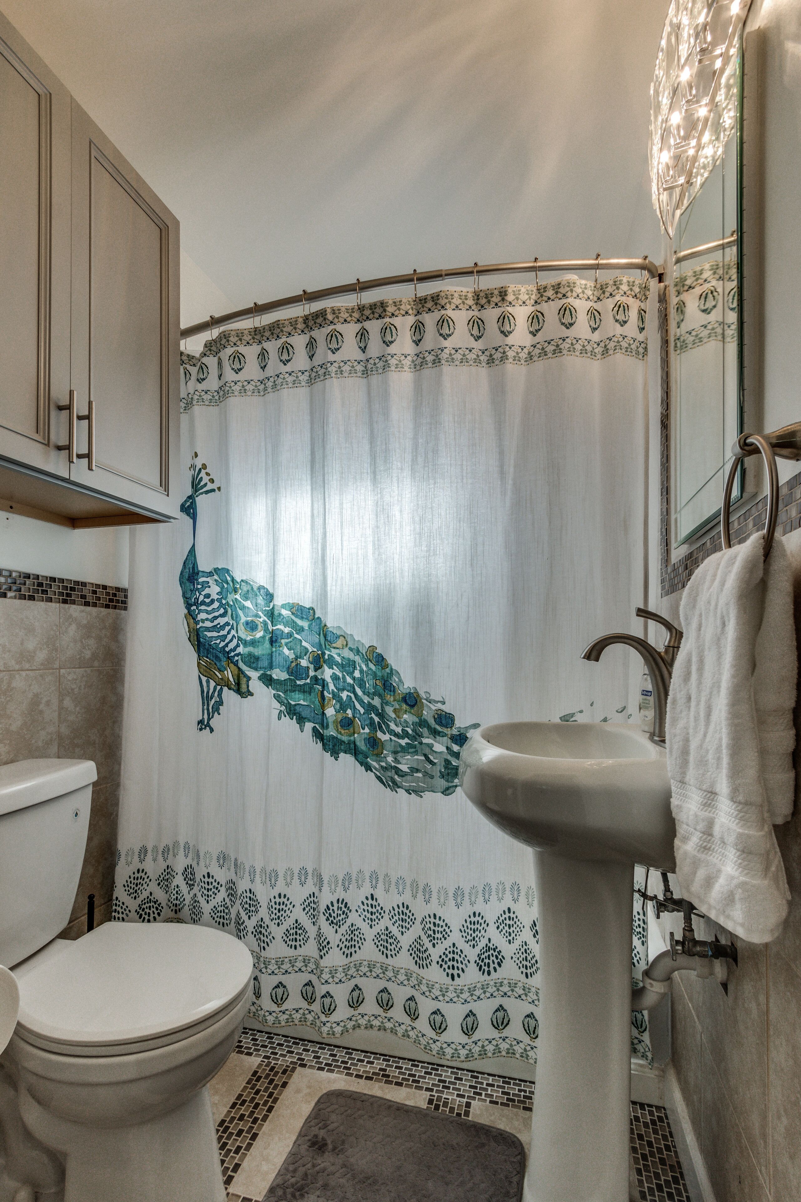 Ensemble douche/baignoire, sèche-cheveux, serviettes fournies, savon