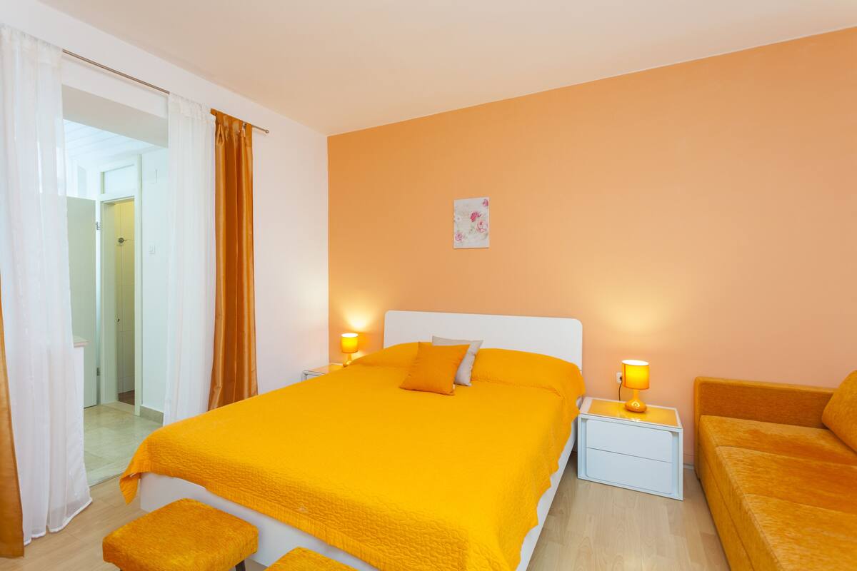 Blackout curtains, iron/ironing board (on request), free WiFi