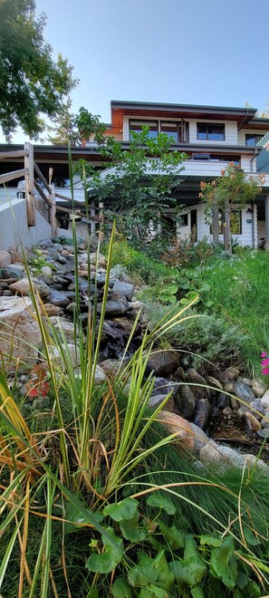 Property grounds - Lake views, backyard oasis, minute from beach, private, late-century modern home (Kaleden)