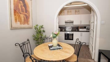 Fridge, microwave, coffee/tea maker, high chair