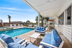 Outdoor pool, a heated pool - Beachcomber 8 Bedroom LUXURY HOME - Pool, Theater Room, Game Room, Hot Tub (North Myrtle Beach)