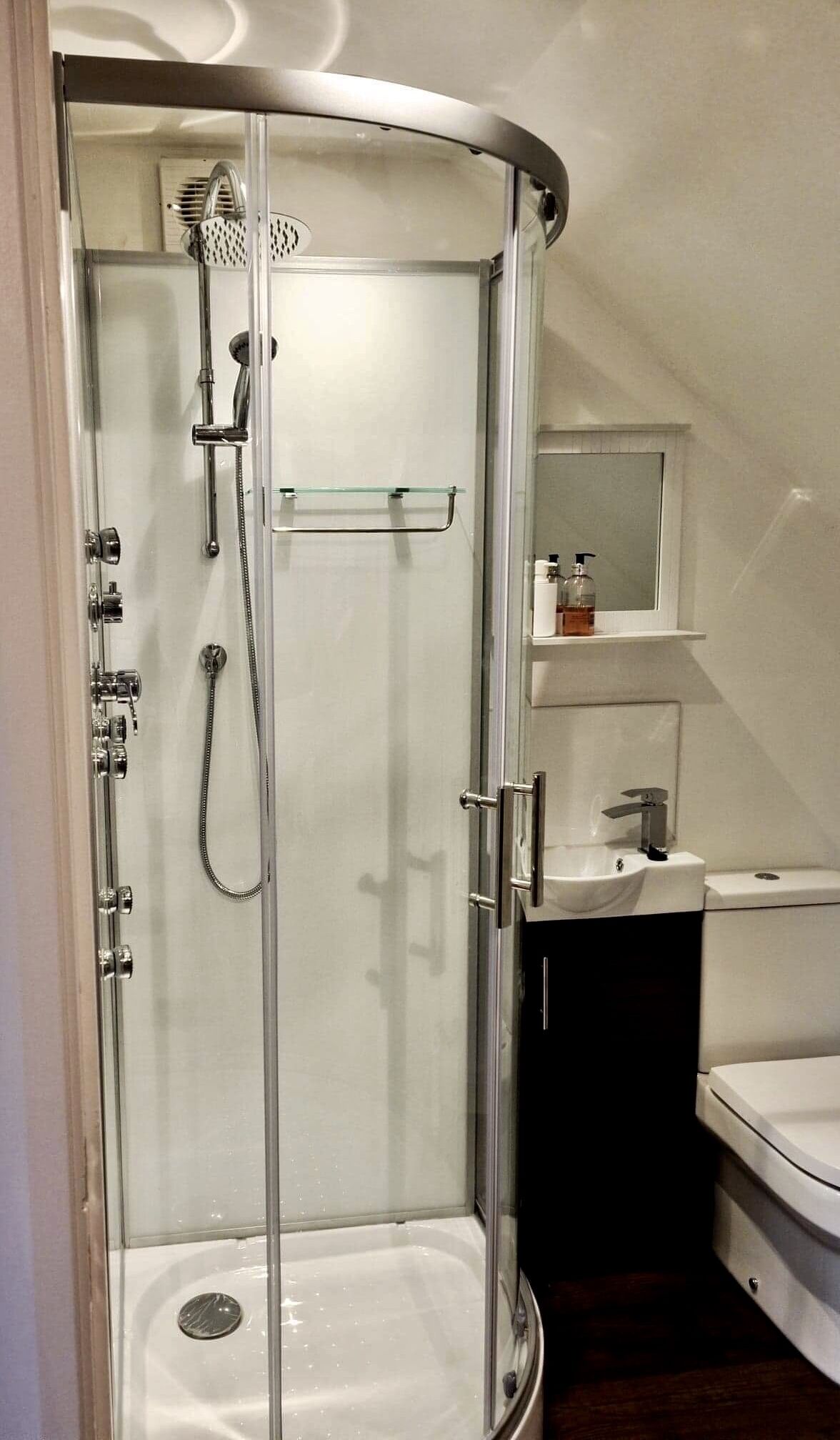 Shower, hair dryer