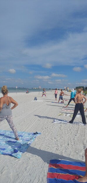 Sun-loungers, beach towels