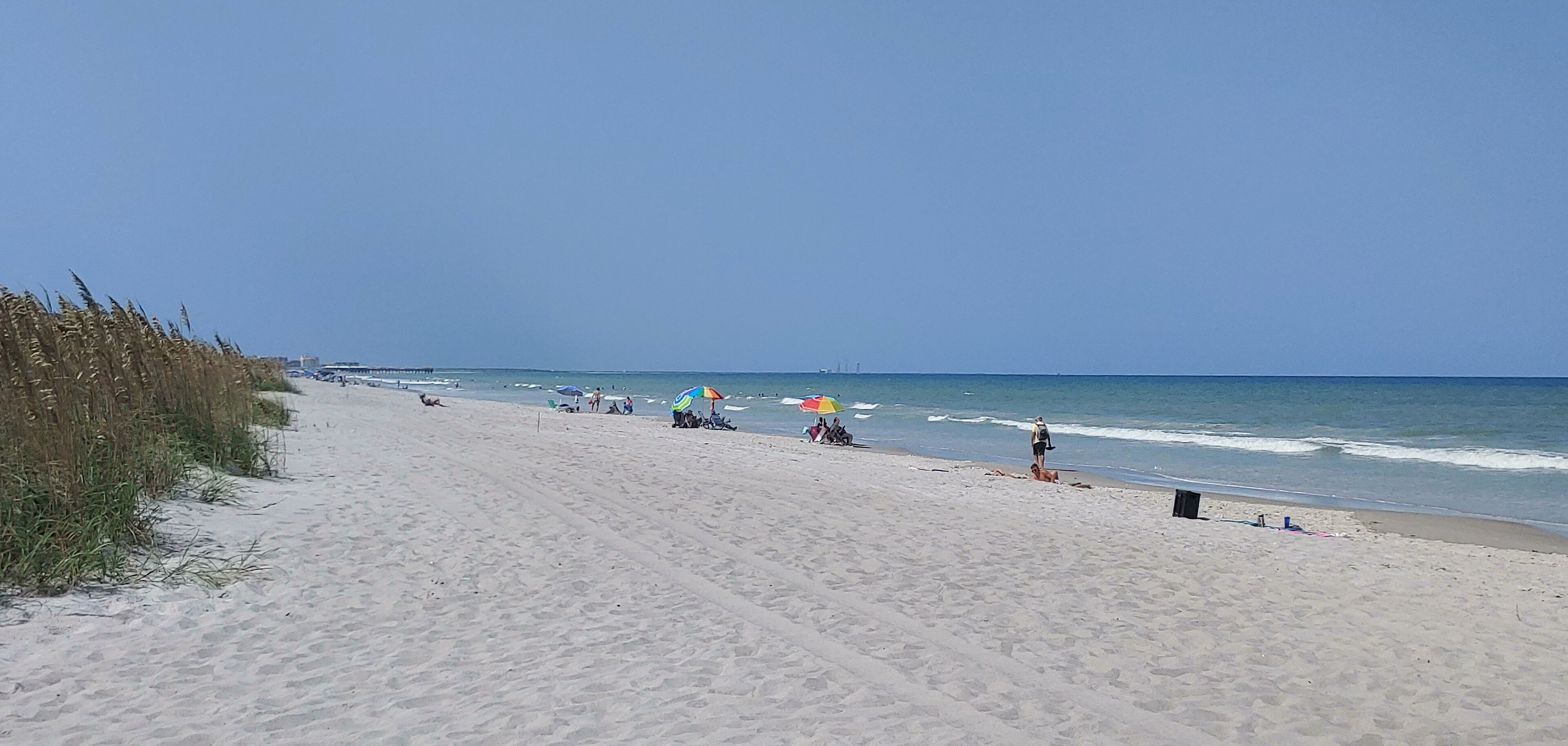 On the beach, sun loungers, beach towels