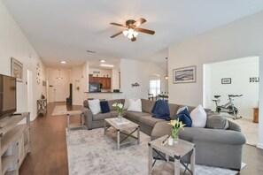 Smart TV, fireplace, Netflix, foosball