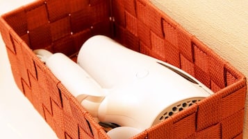 Hair dryer, towels