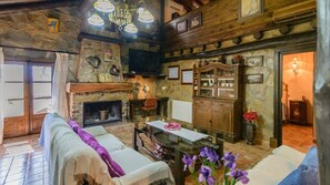 TV, fireplace