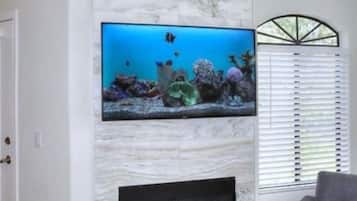 Smart-tv en een open haard