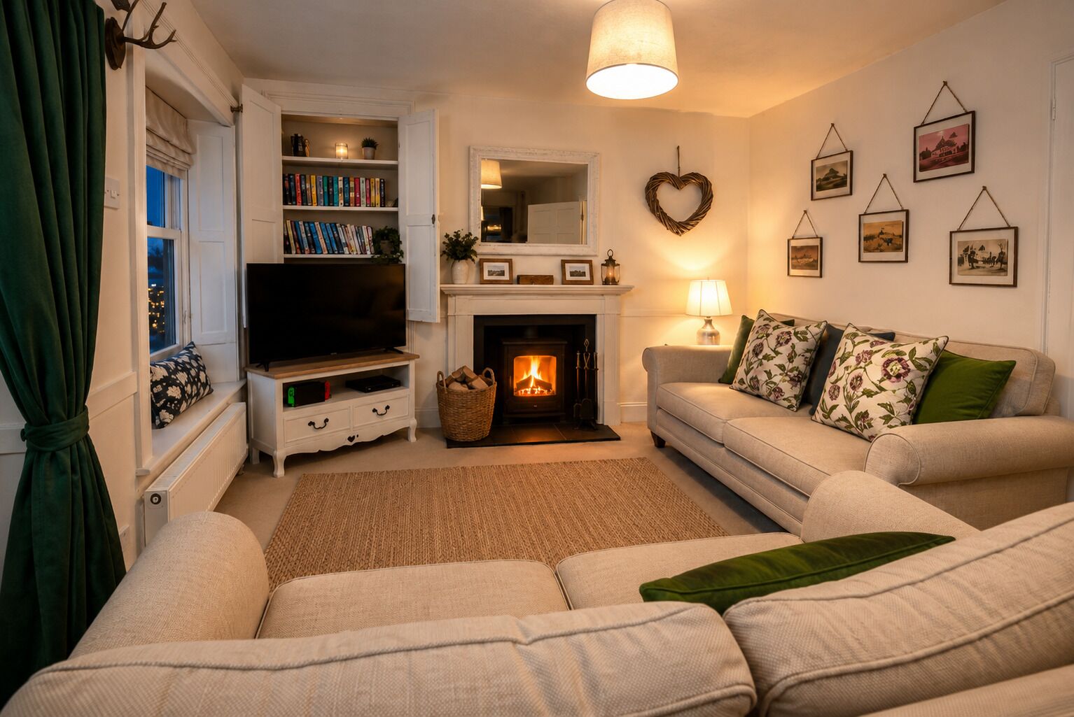Perhemökki, oma kylpyhuone, jokinäköala (Maggie Puddle Cottage) | Lounge