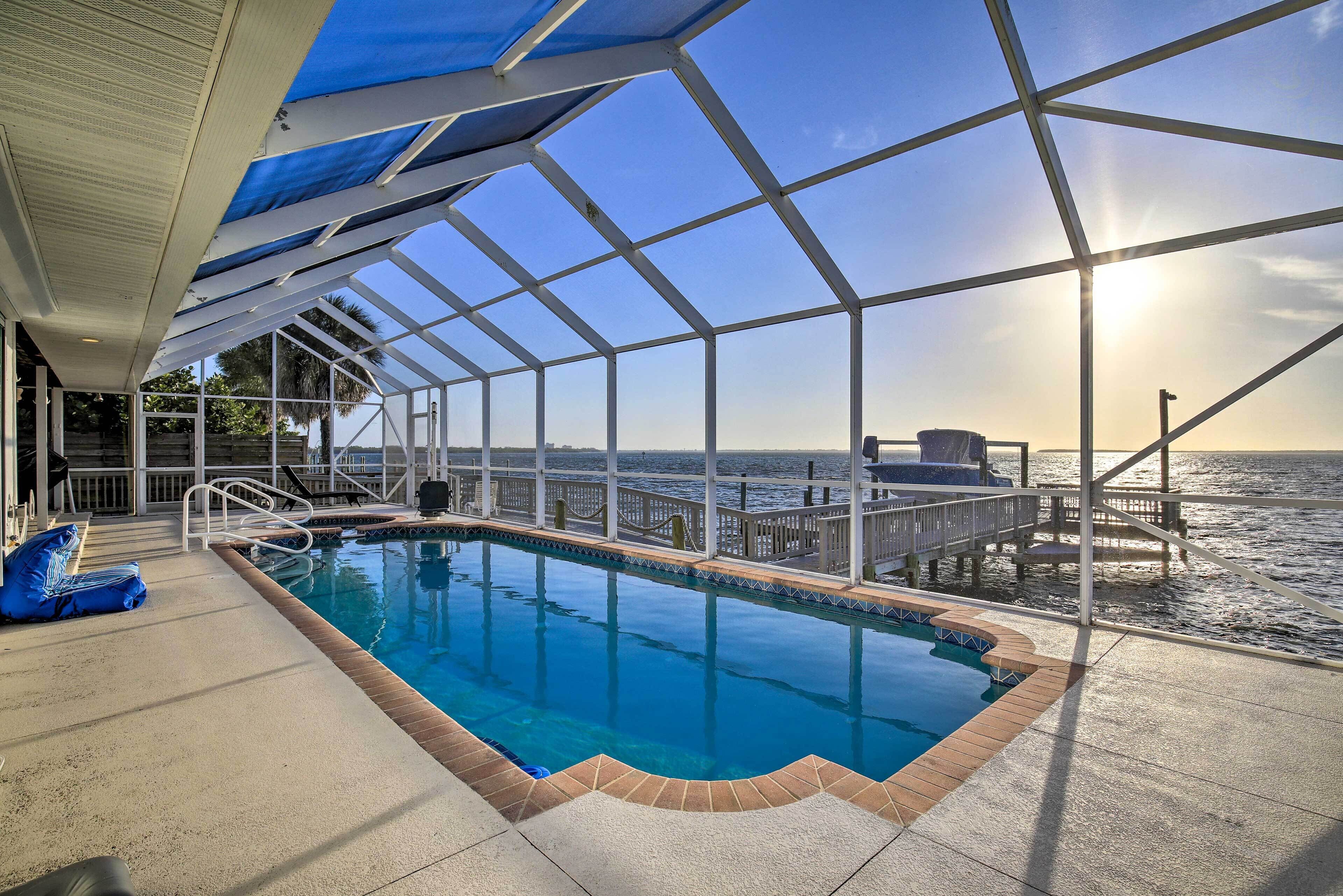 Stunning Bayfront Retreat with Pool, Spa & Dock!