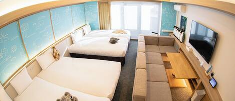 Premium Quadruple Room | 1 bedroom, down duvets, in-room safe, blackout curtains