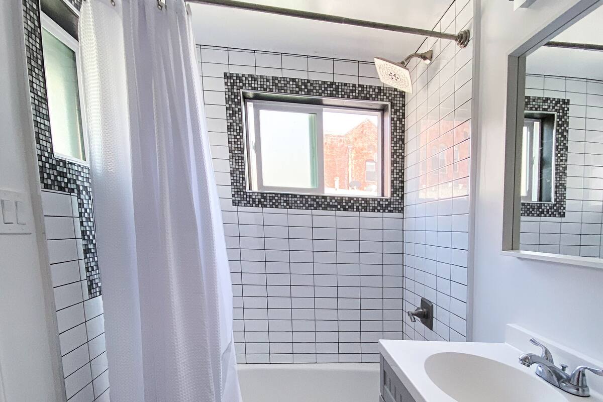 Hair dryer, electronic bidet, towels, soap