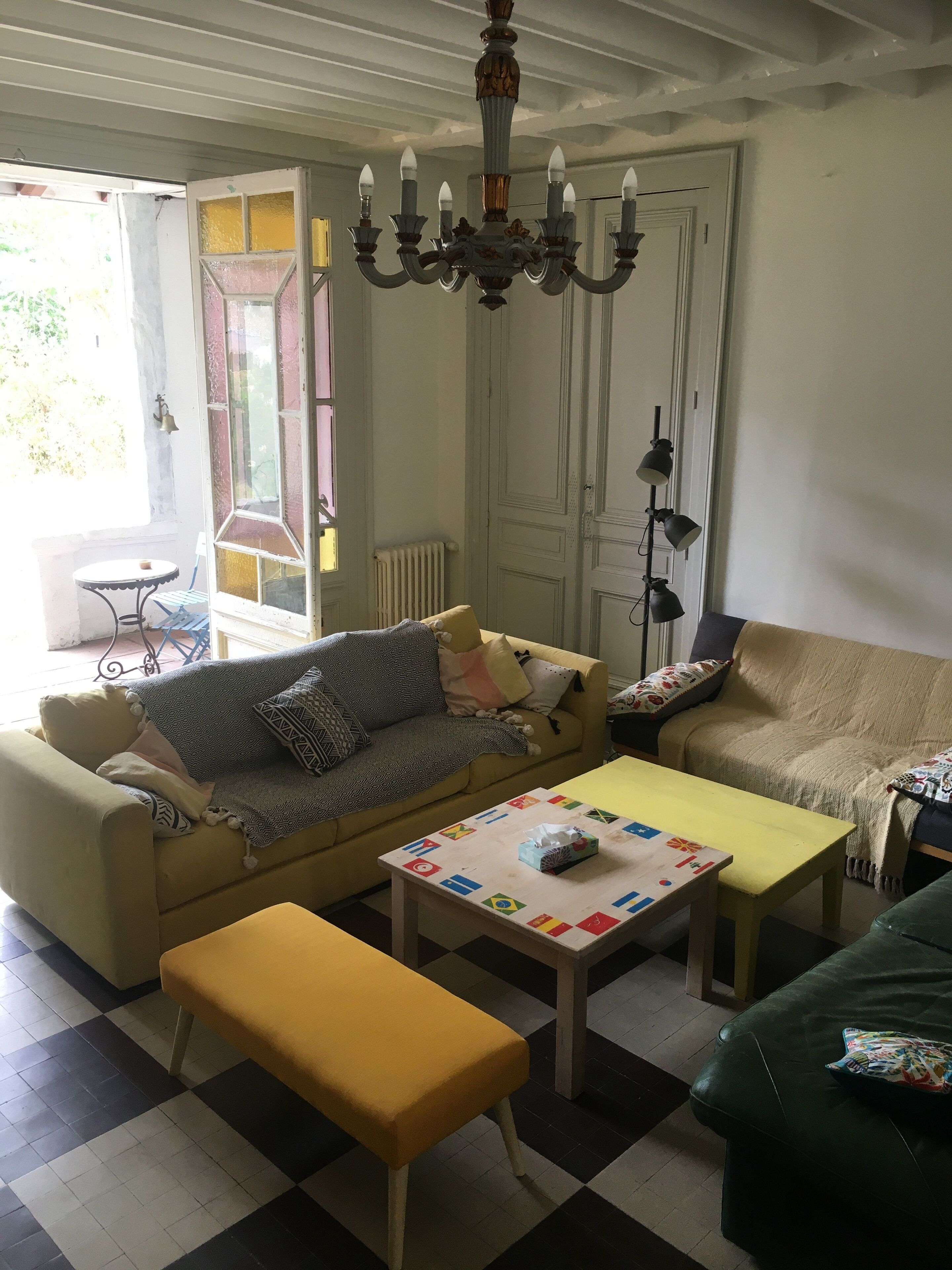 TV, foosball, table tennis, books