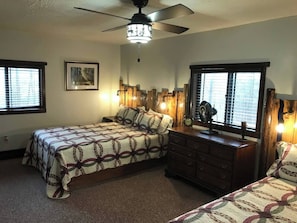 3 bedrooms, desk, iron/ironing board, travel crib