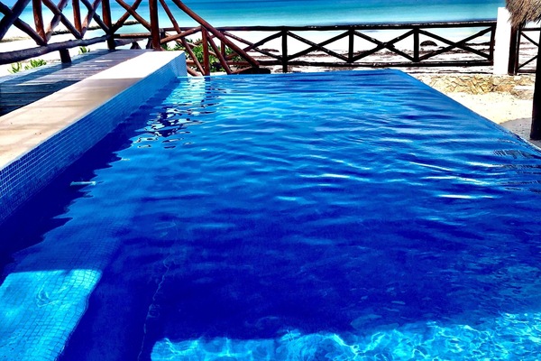 Swimming pool with ocean front view