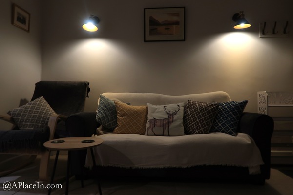 Comfortable living room with sofa bed