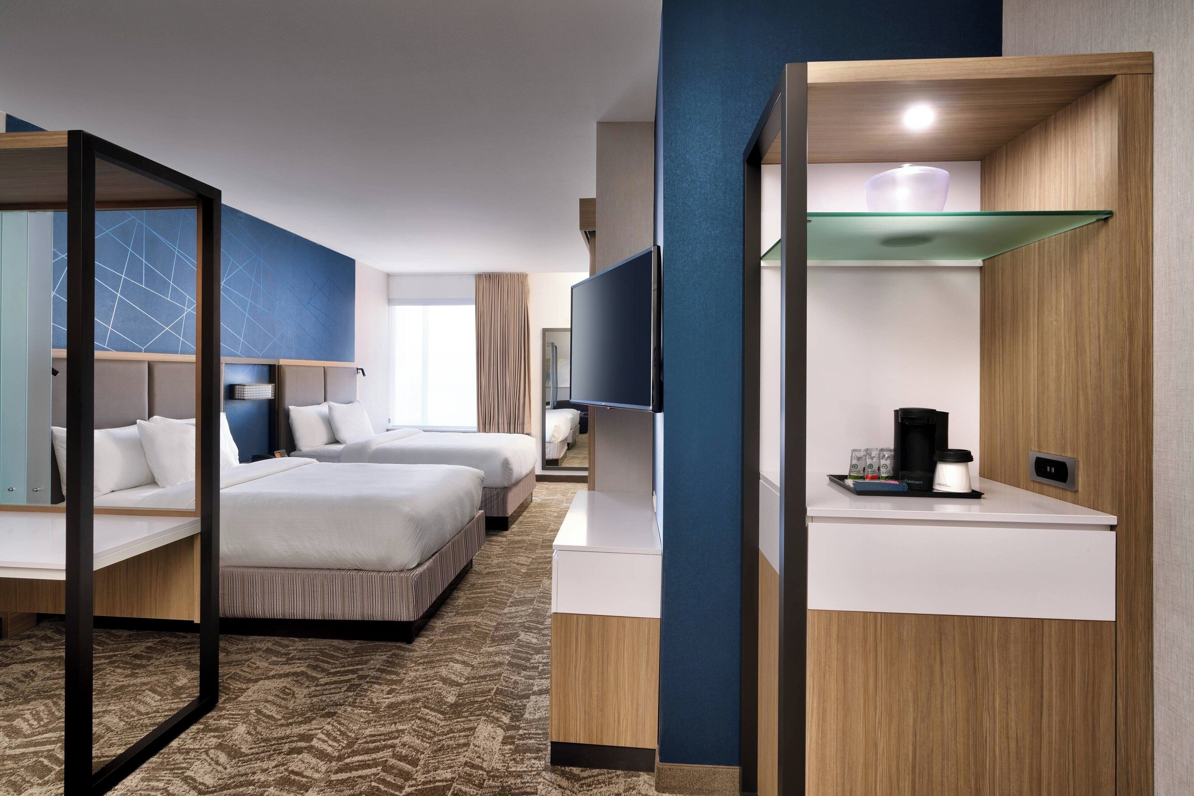 suite, 2 queen beds, non smoking | 1 bedroom, desk, laptop workspace, blackout curtains