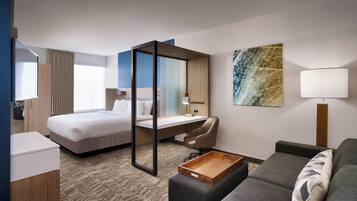 1 bedroom, desk, laptop workspace, blackout curtains