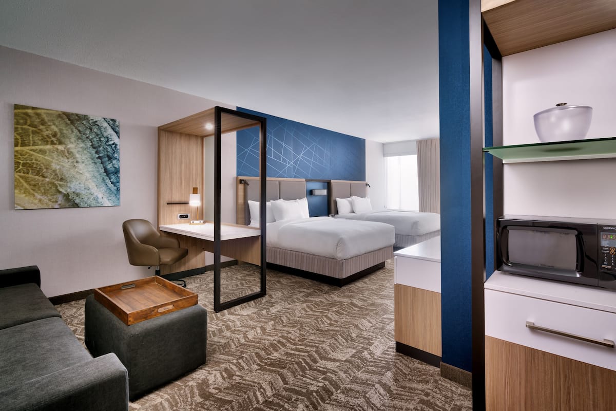 1 bedroom, desk, laptop workspace, blackout curtains