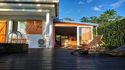 Separate bedroom with tropical shower