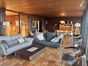 Una televisión, una chimenea