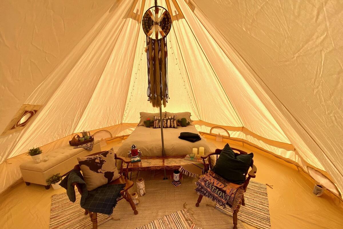 Stargazer Tent | Premium bedding, down comforters, memory foam beds