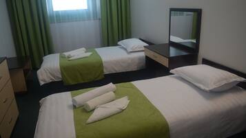 Basic Double Room Single Use, 2 Twin Beds | Blackout drapes, soundproofing, iron/ironing board, free WiFi
