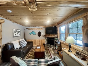 TV, fireplace