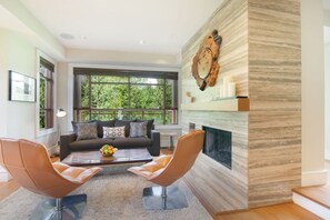 Fernseher, Kamin, Stereoanlage