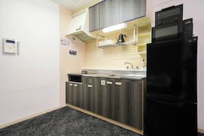 Fridge, microwave, stovetop, rice cooker