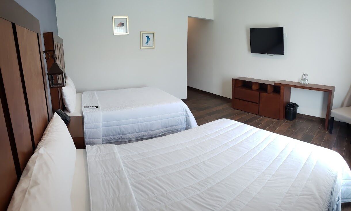 double room | desk, laptop workspace, blackout curtains, soundproofing