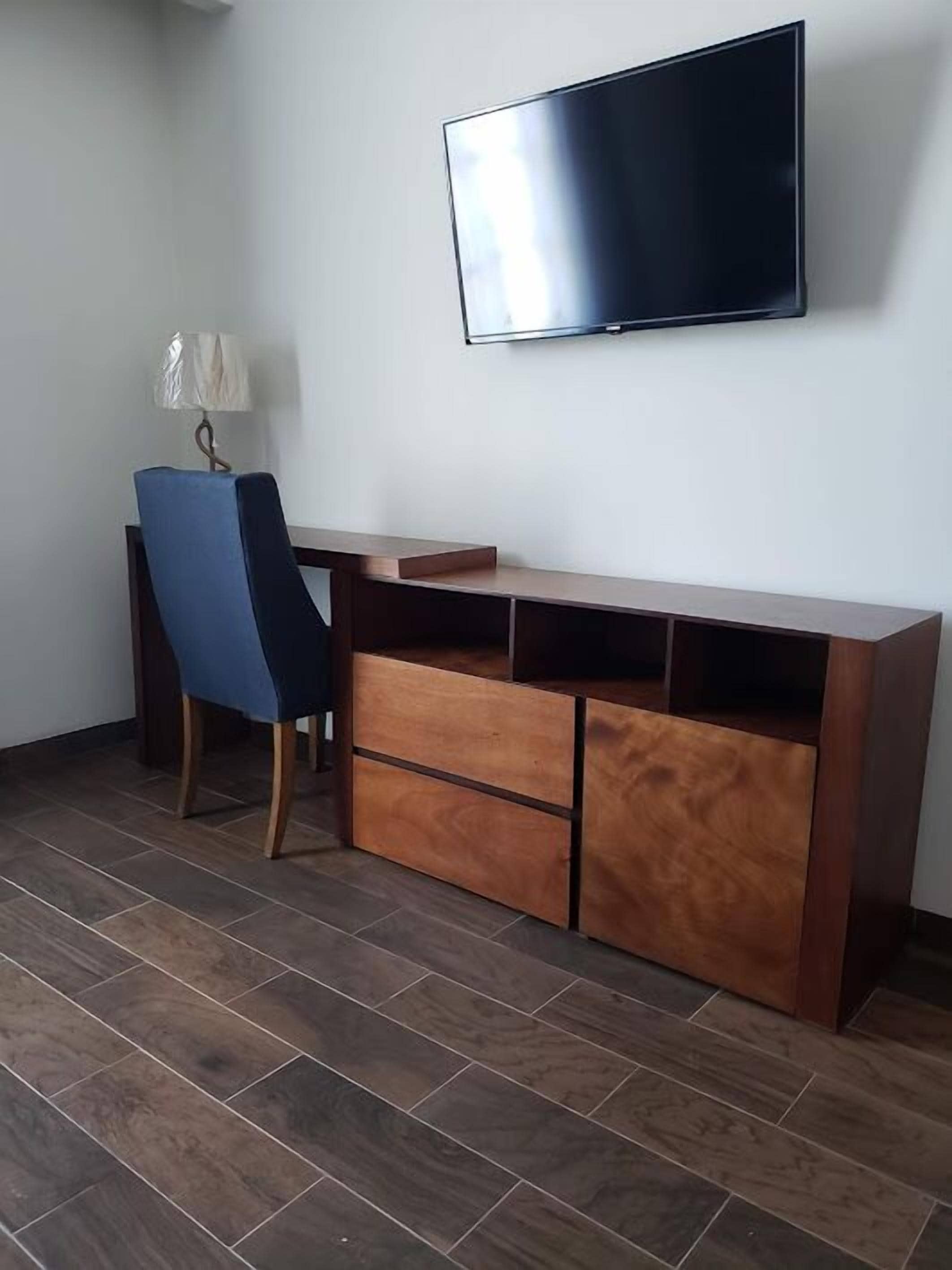 double room | desk, laptop workspace, blackout curtains, soundproofing