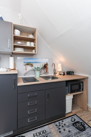 Fridge, microwave, highchair