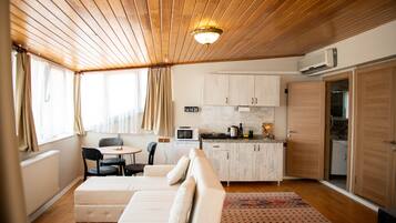 Suite estudio panorámica | Minibar, caja fuerte, escritorio y espacio para trabajar con un portátil