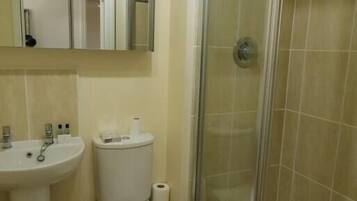 Shower, free toiletries, hair dryer