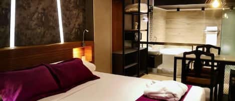 In-room safe, laptop workspace, blackout curtains, iron/ironing board