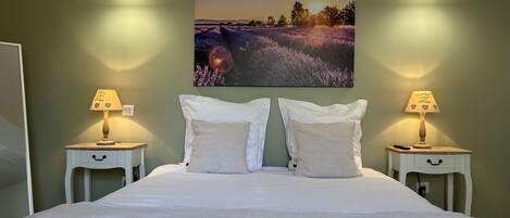 1 bedroom, desk, iron/ironing board, travel crib