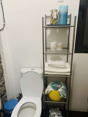 Bathtub, hair dryer, towels, soap