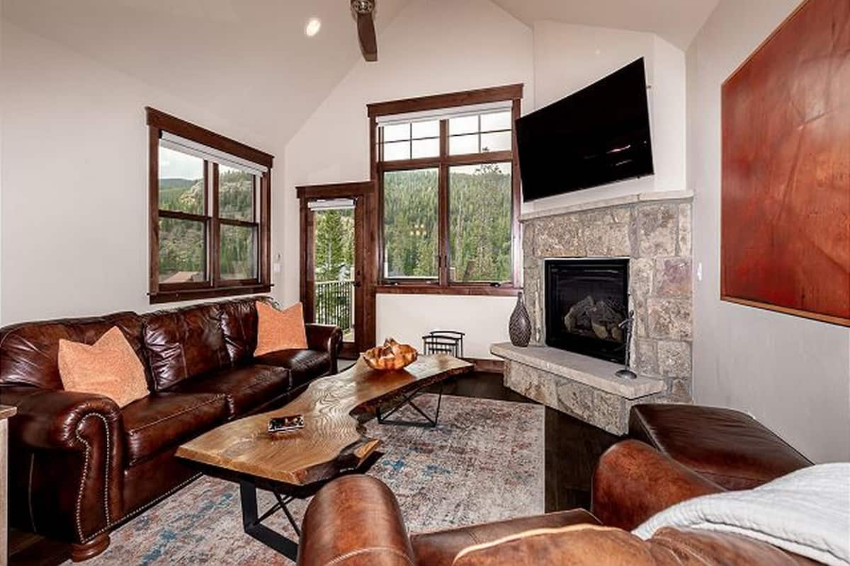 Townhome, 3 Bedrooms | Living room | TV, fireplace, books