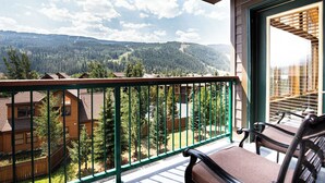 A balcony with a view of a forested mountain range. - Gw5095-3 (Keystone)