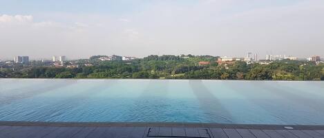 An infinity pool, a rooftop pool