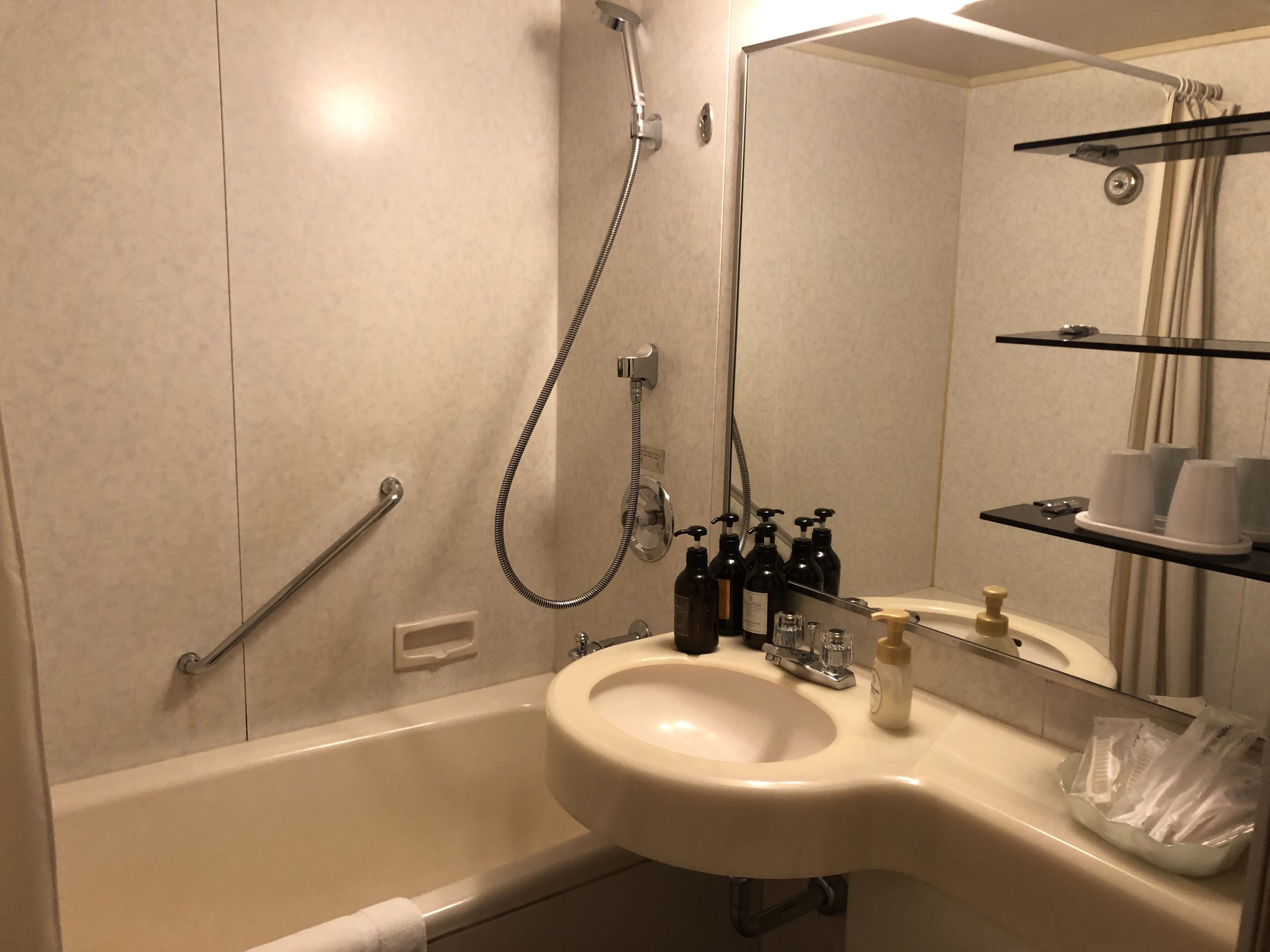 free toiletries, hair dryer, slippers, electronic bidet