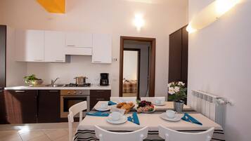 Family Apartment, Multiple Bedrooms, Mountainside (Fontana Del Lago Apt. 7) | Private kitchen | Fridge, microwave, oven, stovetop