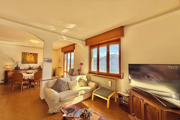 Télévision à écran plat, cheminée